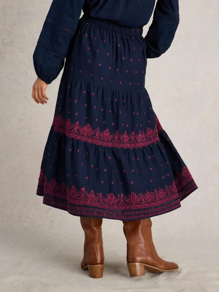 Women Polly Embroidered Skirt Navy Multi White Stuff Skirts