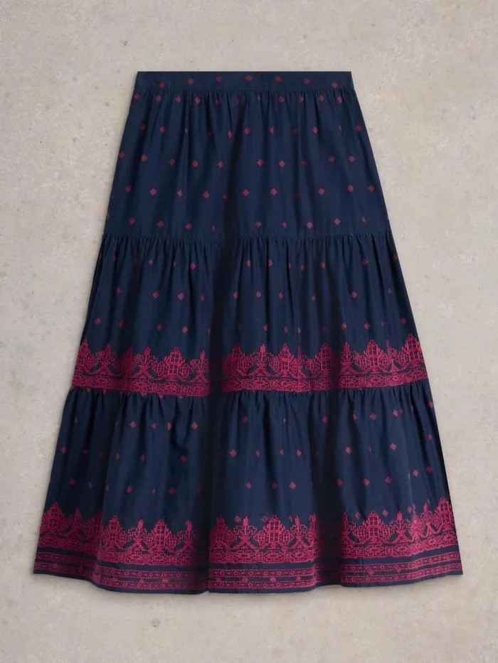 Women Polly Embroidered Skirt Navy Multi White Stuff Skirts