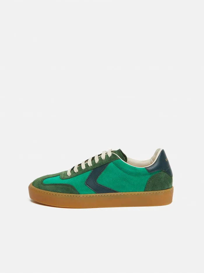 Women Portland Vintage Classic Trainer Green Jigsaw Flats