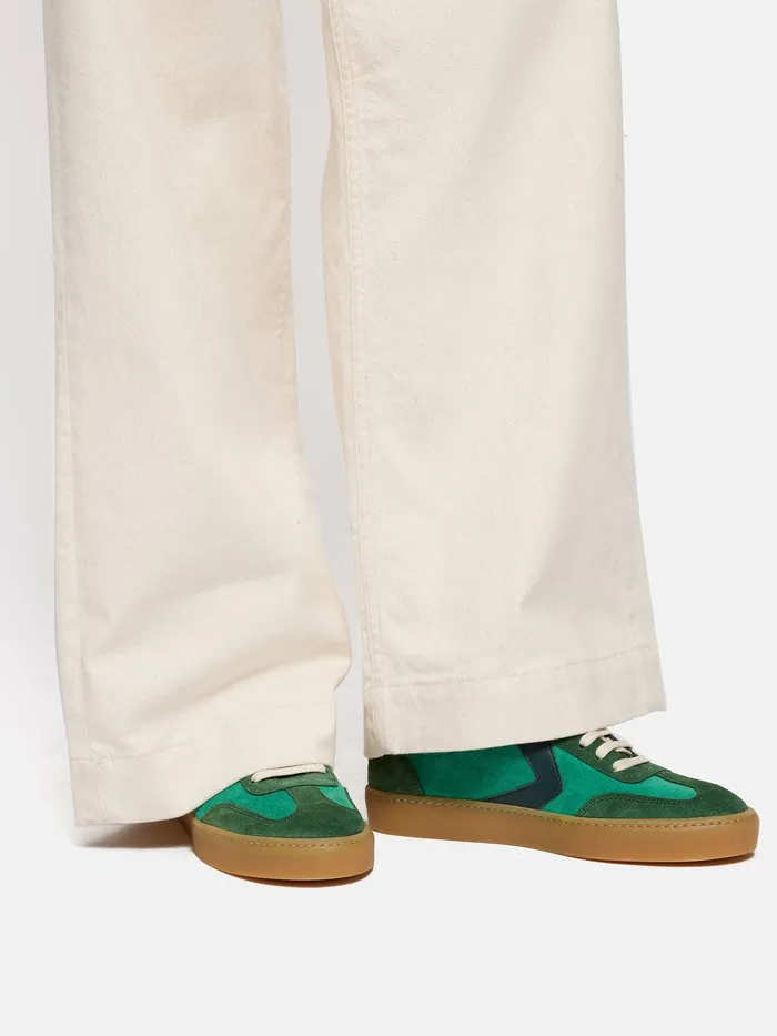 Women Portland Vintage Classic Trainer Green Jigsaw Flats