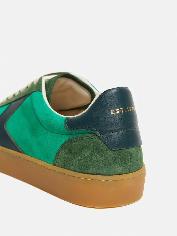 Women Portland Vintage Classic Trainer Green Jigsaw Flats