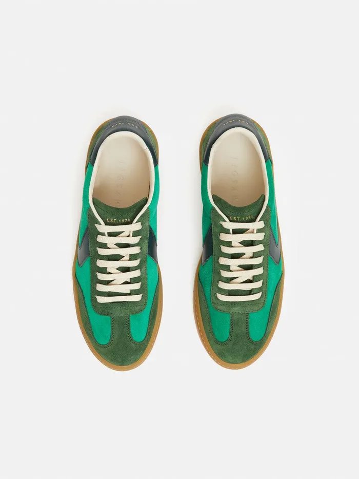 Women Portland Vintage Classic Trainer Green Jigsaw Flats