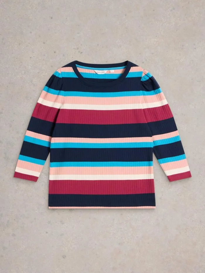 Women PUFF SLEEVE CREW NECK TEE Blue Multi White Stuff Tops and Tees Women PUFF SLEEVE CREW NECK TEE Blue Multi White Stuff Tops and Tees