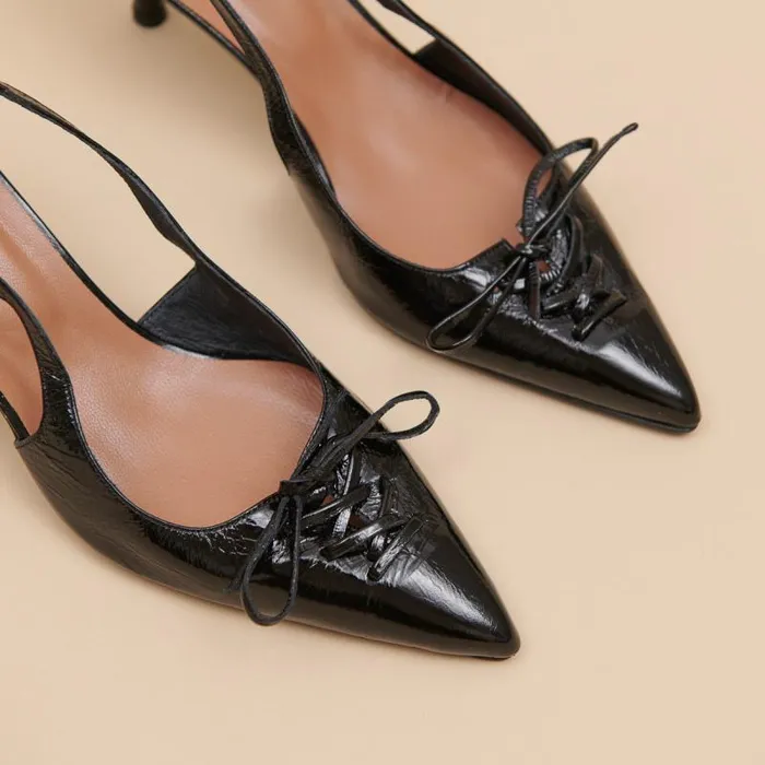 Women Pumps With Open Backs Black JONAK Slingbacks