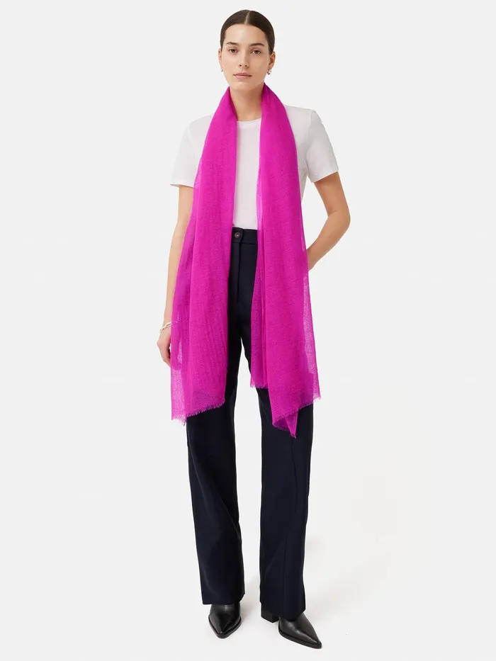 Women Pure Cashmere Gauze Scarf Pink Jigsaw Knitwear and Cashmere