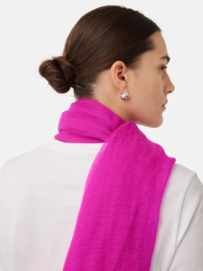 Women Pure Cashmere Gauze Scarf Pink Jigsaw Knitwear and Cashmere
