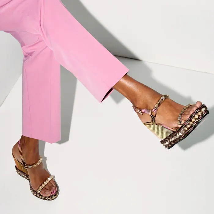 Women Pyraclou 110 Mm Espadrilles 8211 Aftersun Printed Crepe Satin 8211 Multicolor Christian Louboutin Platforms Women Pyraclou 110 Mm Espadrilles 8211 Aftersun Printed Crepe Satin 8211 Multicolor Christian Louboutin Platforms