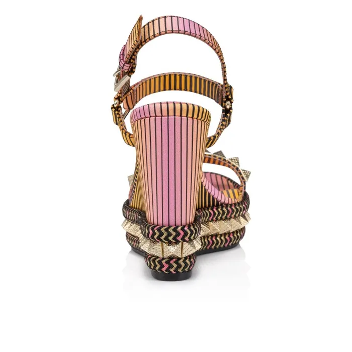 Women Pyraclou 110 Mm Espadrilles 8211 Aftersun Printed Crepe Satin 8211 Multicolor Christian Louboutin Platforms