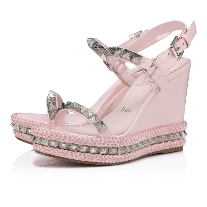 Women Pyraclou 110 Mm Espadrilles 8211 Patent Calf Leather 8211 Poupe Christian Louboutin Platforms