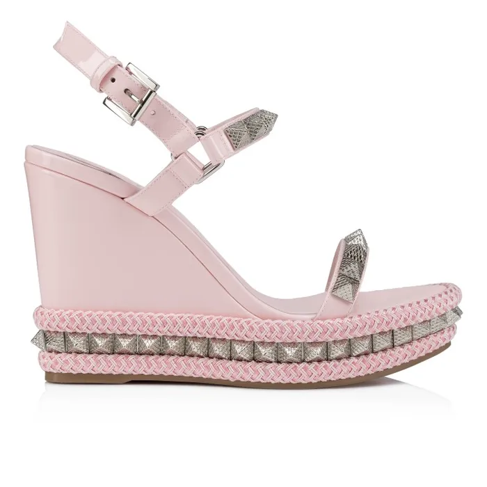 Women Pyraclou 110 Mm Espadrilles 8211 Patent Calf Leather 8211 Poupe Christian Louboutin Platforms
