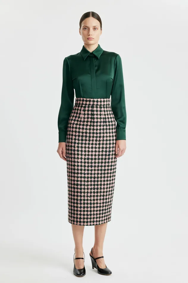 Women Ravanne Emerald Green Satin Shirt Shirts and Tops Emilia Wickstead