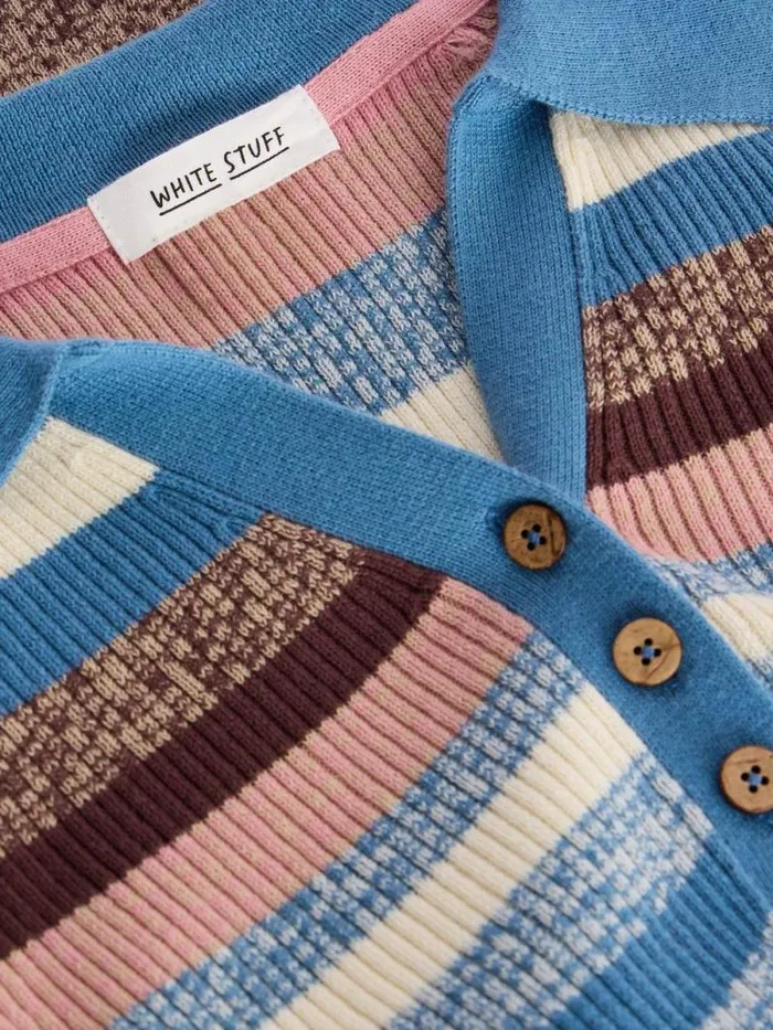 Women RIB COLLAR STRIPE JUMPER Blue Multi White Stuff Knitwear Women RIB COLLAR STRIPE JUMPER Blue Multi White Stuff Knitwear