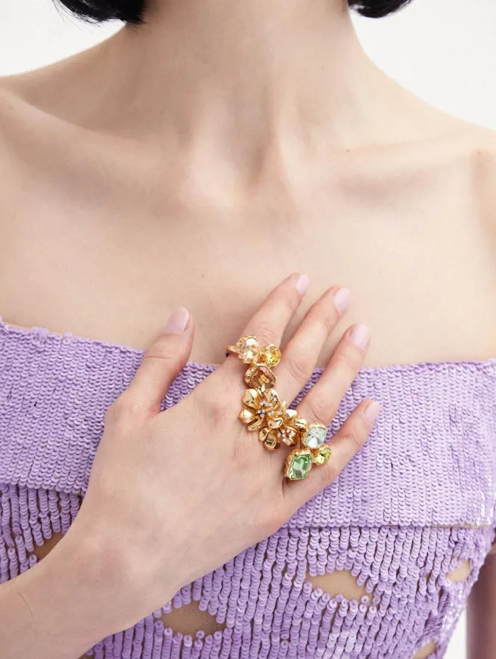 Women Rings Oscar De La Renta Twin Flower Ring Gold Women Rings Oscar De La Renta Twin Flower Ring Gold