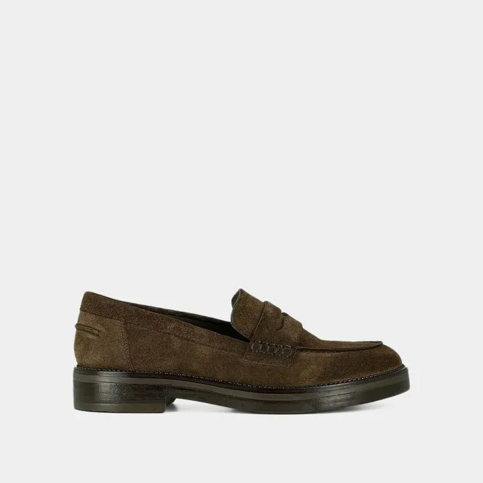 Women Roundtoe Loafers Dark Brown JONAK Loafers