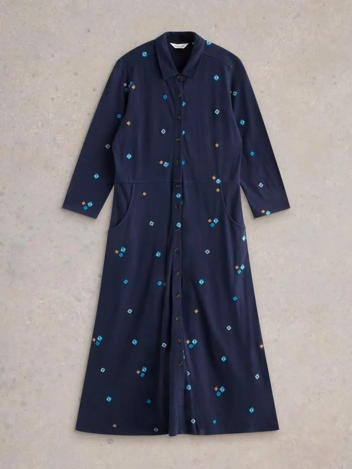 Women Rua Embroidered Jersey Dress Navy Multi White Stuff Dresses