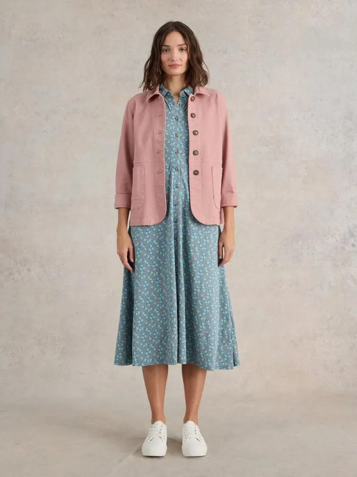 Women Rua Jersey Shirt Midi Dress Teal Print White Stuff Dresses