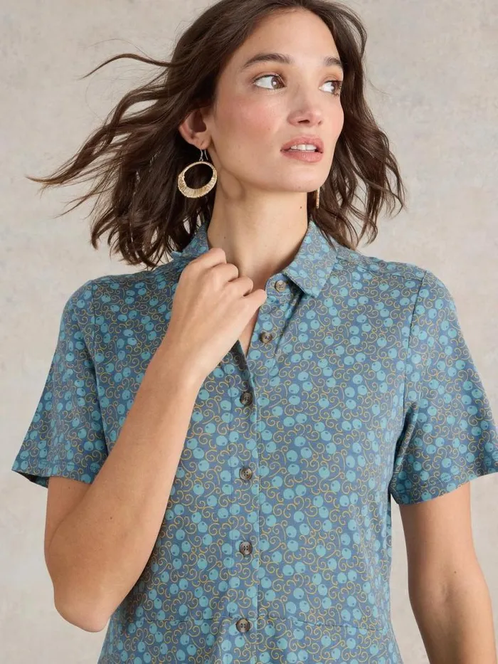 Women Rua Jersey Shirt Midi Dress Teal Print White Stuff Dresses Women Rua Jersey Shirt Midi Dress Teal Print White Stuff Dresses