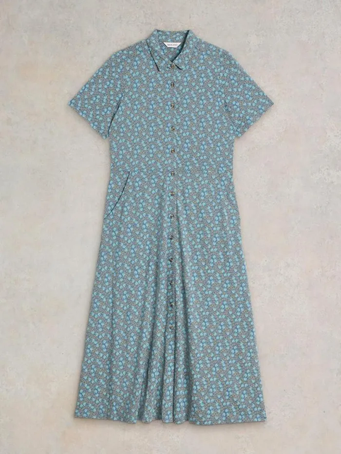 Women Rua Jersey Shirt Midi Dress Teal Print White Stuff Dresses Women Rua Jersey Shirt Midi Dress Teal Print White Stuff Dresses