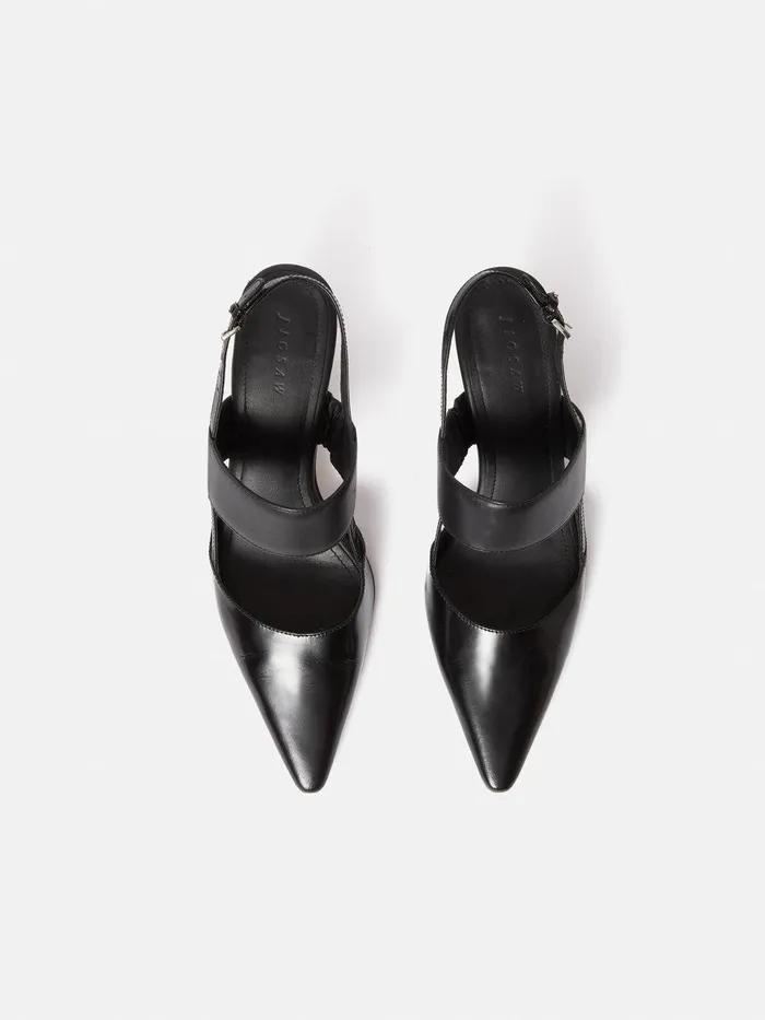 Women Russo Kitten Heel Black Jigsaw Party