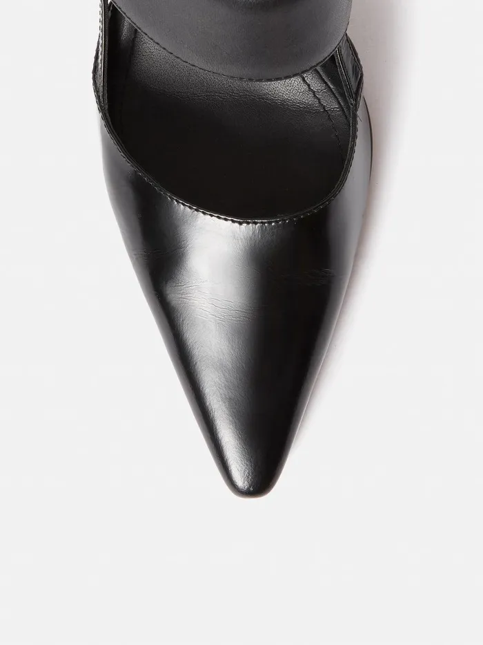 Women Russo Kitten Heel Black Jigsaw Party