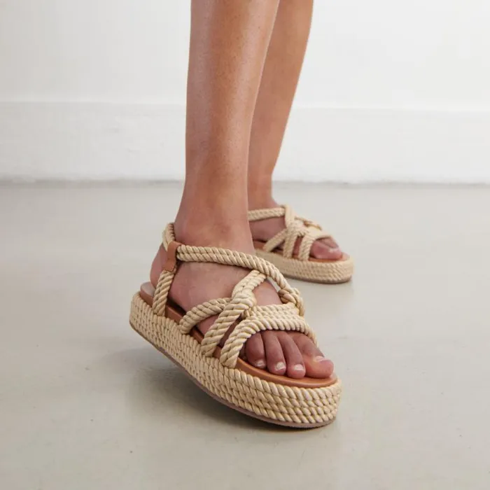 Women Sandals With Crossover Straps Beige JONAK Sandals