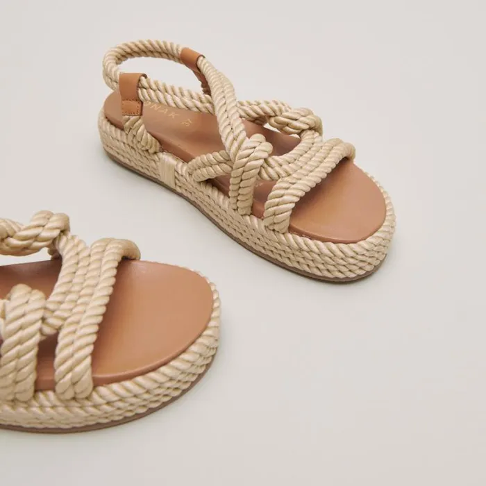 Women Sandals With Crossover Straps Beige JONAK Sandals