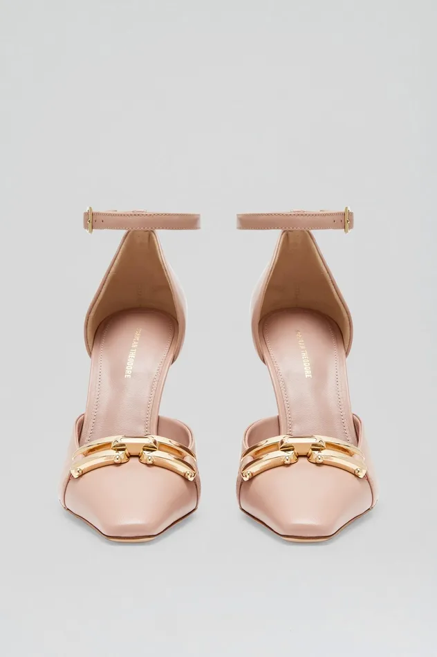 Women Scanlan Theodore GOLD TRIM PUMP 95 NUDE Shoes