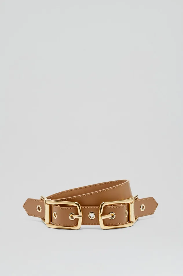 Women Scanlan Theodore TWIN SADDLE BUCKLE BELT 25 CAMEL Belts Women Scanlan Theodore TWIN SADDLE BUCKLE BELT 25 CAMEL Belts