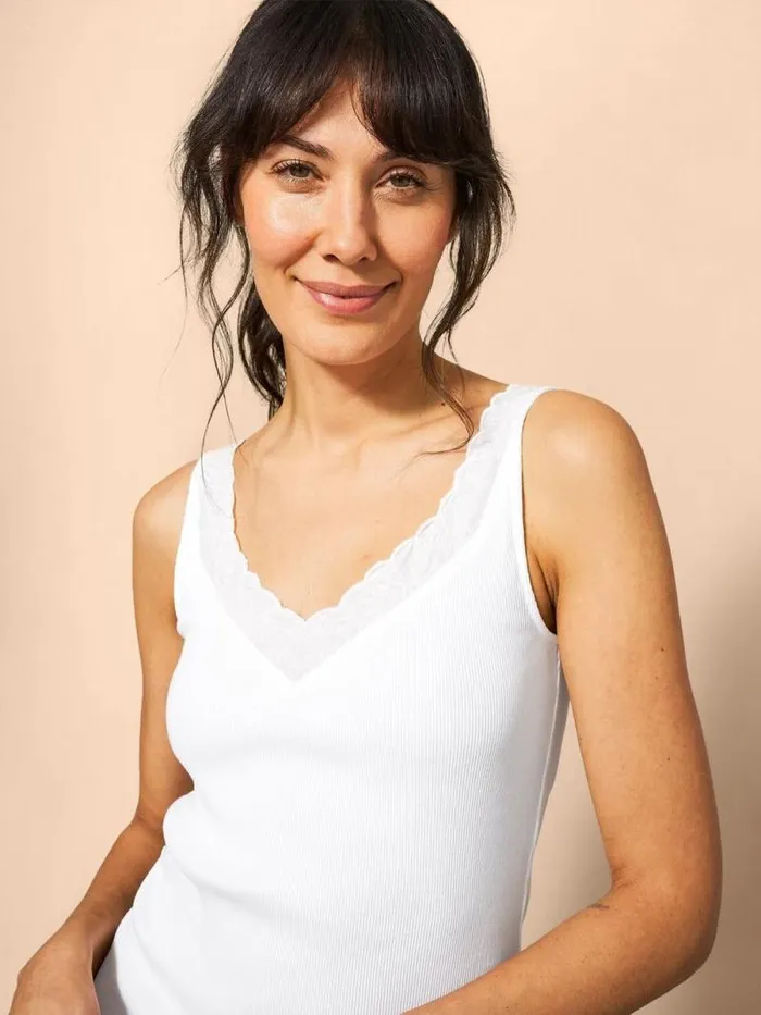 Women SEABREEZE V NECK VEST Brilliant White White Stuff Tops and Tees Women SEABREEZE V NECK VEST Brilliant White White Stuff Tops and Tees