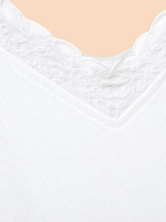 Women SEABREEZE V NECK VEST Brilliant White White Stuff Tops and Tees Women SEABREEZE V NECK VEST Brilliant White White Stuff Tops and Tees