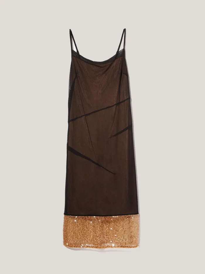 Women Sequin Mesh Dress Black Jigsaw Party