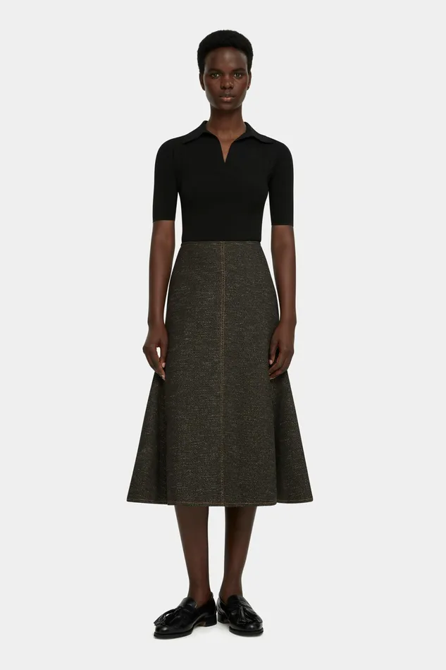 Women Shirts and Tops Emilia Wickstead Dune Black Fitted Polo Top