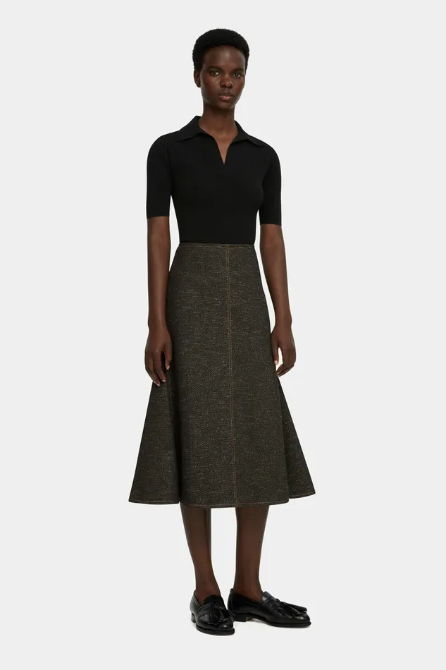 Women Shirts and Tops Emilia Wickstead Dune Black Fitted Polo Top Women Shirts and Tops Emilia Wickstead Dune Black Fitted Polo Top