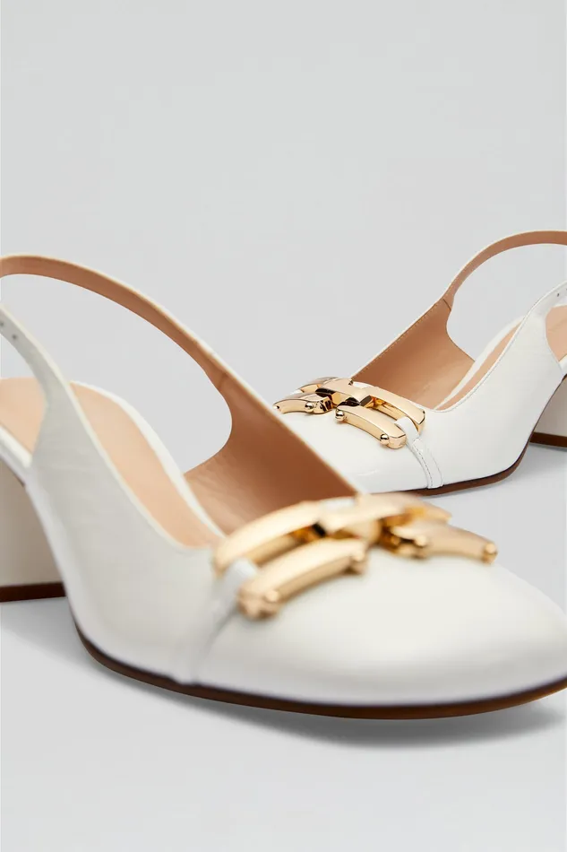Women Shoes Scanlan Theodore GOLD TRIM SLINGBACK 55 WHITE Women Shoes Scanlan Theodore GOLD TRIM SLINGBACK 55 WHITE