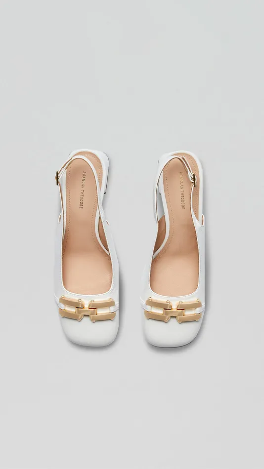 Women Shoes Scanlan Theodore GOLD TRIM SLINGBACK 55 WHITE Women Shoes Scanlan Theodore GOLD TRIM SLINGBACK 55 WHITE
