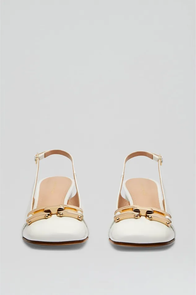 Women Shoes Scanlan Theodore GOLD TRIM SLINGBACK 55 WHITE Women Shoes Scanlan Theodore GOLD TRIM SLINGBACK 55 WHITE