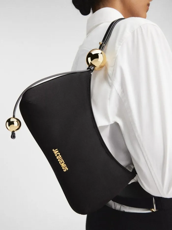 Women Shoulder Bags JACQUEMUS The Bisou Perle Black Women Shoulder Bags JACQUEMUS The Bisou Perle Black