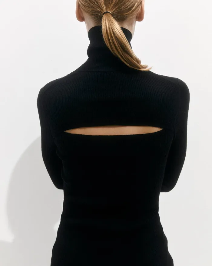 Women Slash Back Polo Neck Jumper Black Jigsaw Knitwear and Cashmere