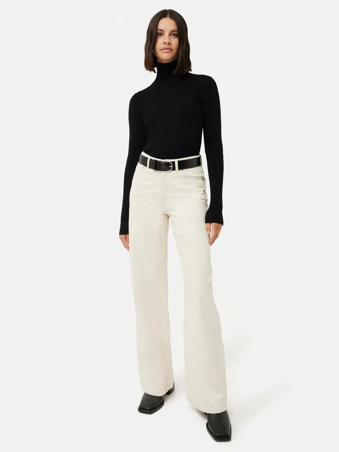 Women Slash Back Polo Neck Jumper Black Jigsaw Knitwear and Cashmere