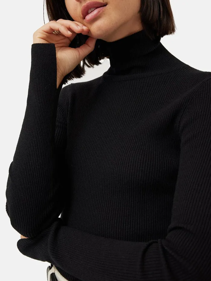 Women Slash Back Polo Neck Jumper Black Jigsaw Knitwear and Cashmere