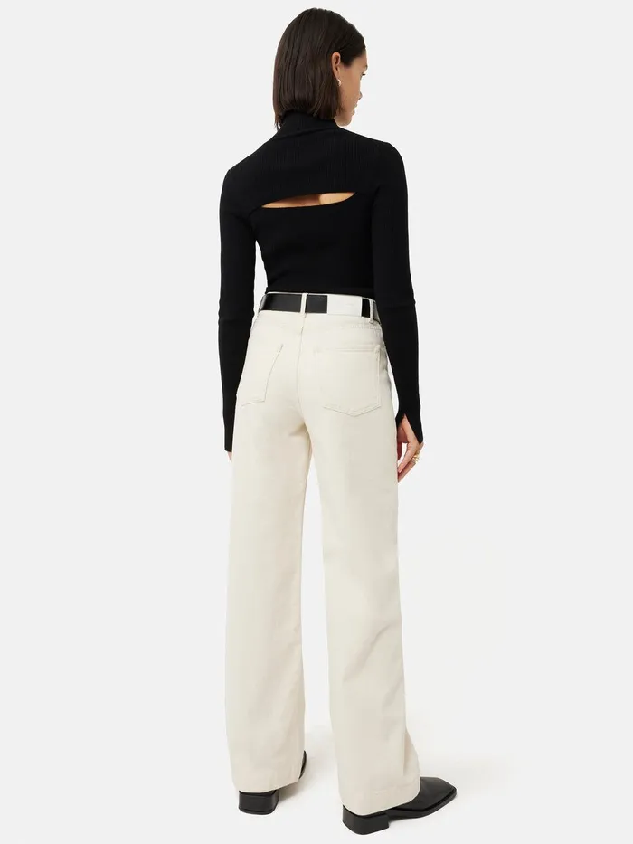 Women Slash Back Polo Neck Jumper Black Jigsaw Knitwear and Cashmere