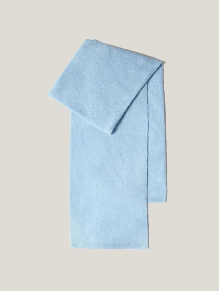 Women Soft Gauzy Knit Scarf Blue Jigsaw Knitwear and Cashmere