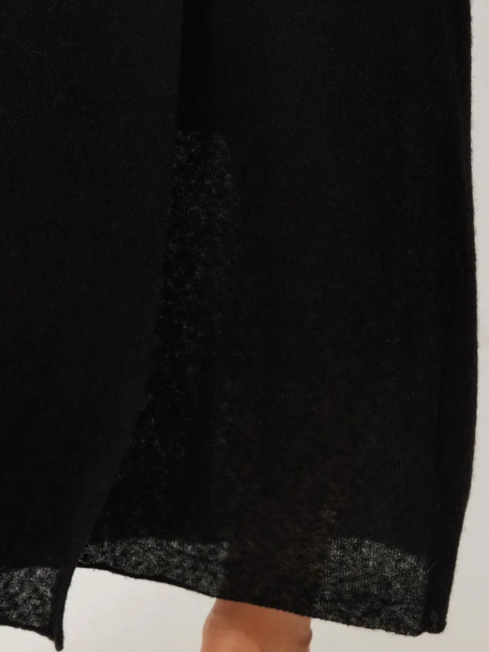 Women Soft Gauzy Knit Skirt Black Jigsaw Skirts