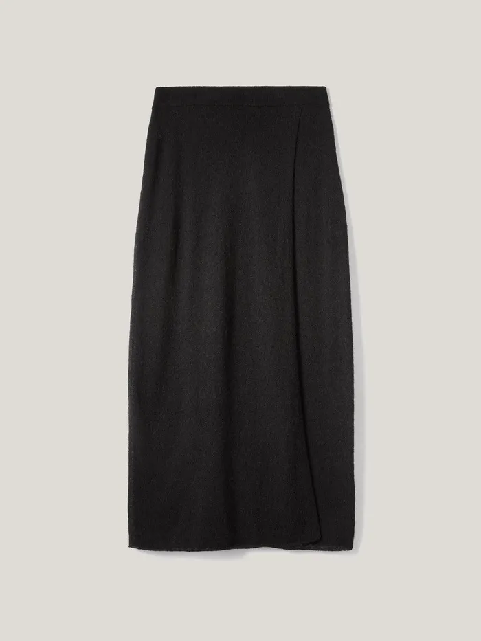 Women Soft Gauzy Knit Skirt Black Jigsaw Skirts