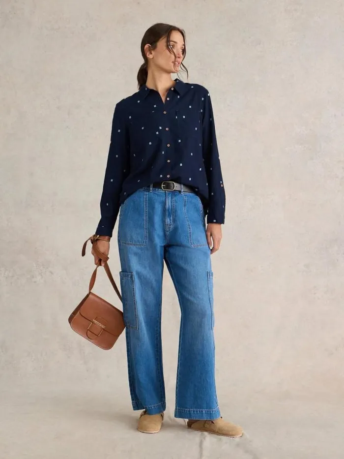 Women Sophie Organic Cotton Shirt Dark Navy White Stuff Shirts and Blouses
