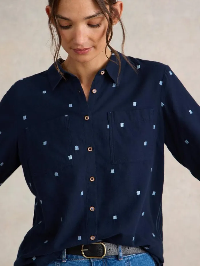 Women Sophie Organic Cotton Shirt Dark Navy White Stuff Shirts and Blouses