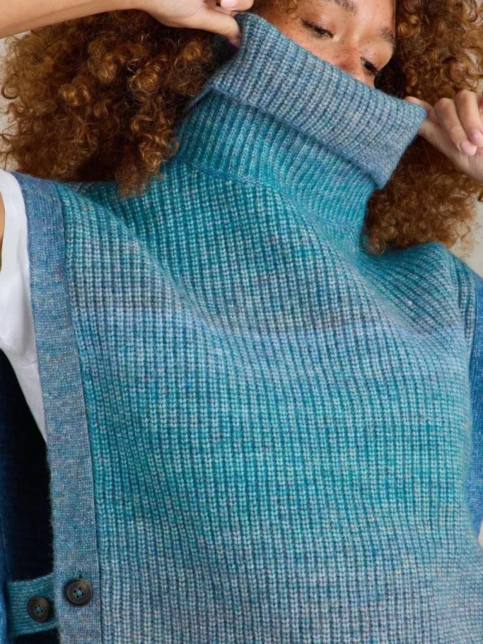 Women Spacedye Knitted Poncho Blue Multi White Stuff Knitwear Women Spacedye Knitted Poncho Blue Multi White Stuff Knitwear