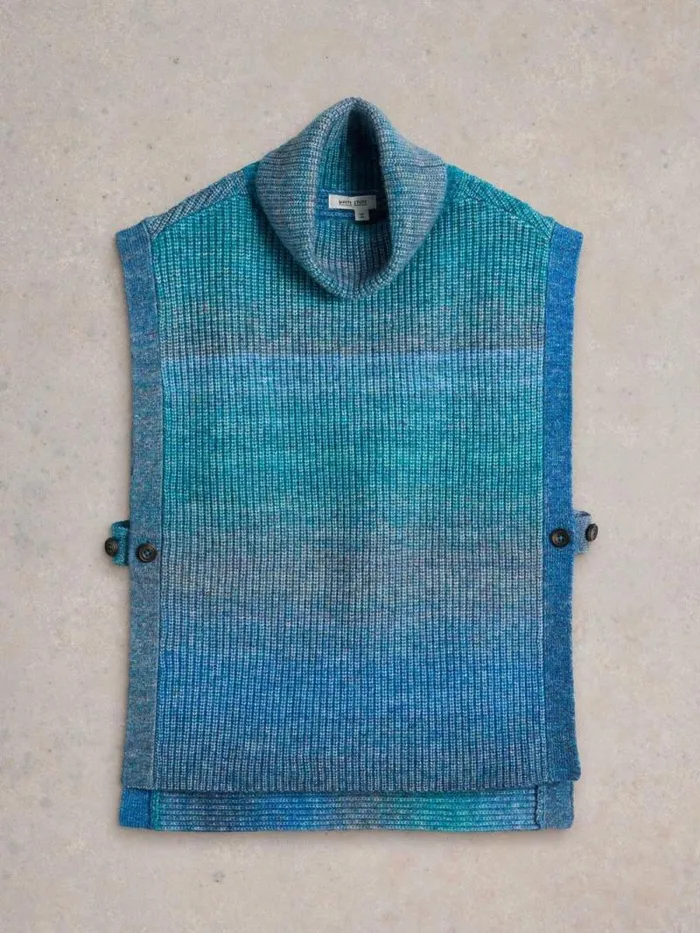 Women Spacedye Knitted Poncho Blue Multi White Stuff Knitwear Women Spacedye Knitted Poncho Blue Multi White Stuff Knitwear