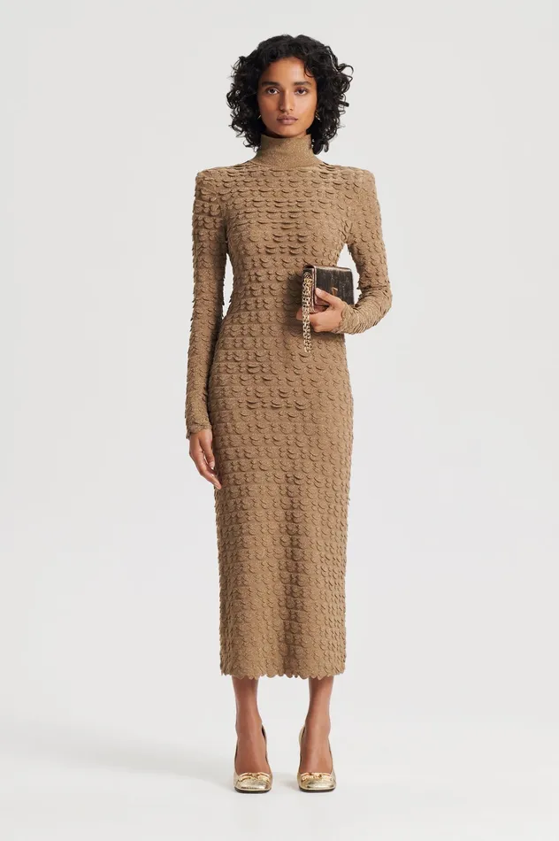 Women SPARKLE SCALLOP POLO DRESS BRONZE Dresses Scanlan Theodore