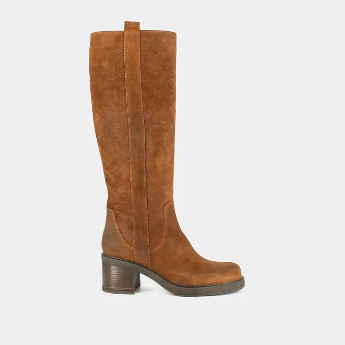 Women Squaretoe Ankle Boots With Elastics Tobacco JONAK Boots Thighhigh Boots
